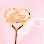 Golden heart shaped happy birthday cake topper