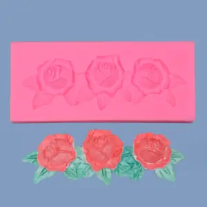 Silicone Budding Roses & Leaves flower Mould