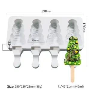 3 cavity Christmas Tree Popsicle Mould Ice Pop Mould