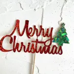1 pcs red Merry Christmas cake topper