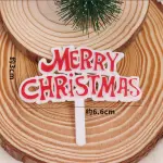 10 pcs Red and white Merry Christmas cake topper