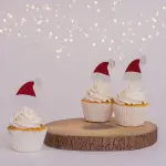 3 pcs santa Christmas hat cupcake topper