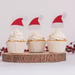 3 pcs santa Christmas hat cupcake topper