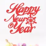 1 pcs red Happy new year cake topper