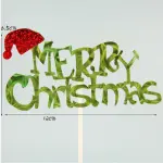 1 pcs green Merry Christmas cake topper