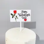 Happy Valentine Day recatangle cake topper with 3d heart