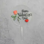 Happy Valentine Day round cake topper with 3d heart