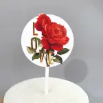 1 pcs love rose day cake topper