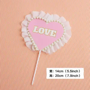 1 pcs lace pearl Love heart topper