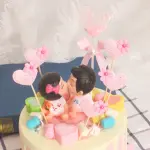 5 pcs pink heart cake topper