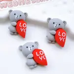 6 pcs Small couple teddy love you heart cake topper set