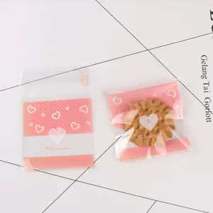 Pink lace hearts 100pcs Cookie Candy Sleeve