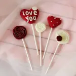 5 pcs heart love roses cake topper set