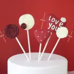 5 pcs heart love roses cake topper set