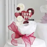 5 pcs heart love roses cake topper set