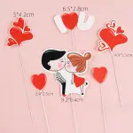 6 pcs i love you theme couple topper set