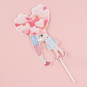 1 pcs Couple heart cake topper