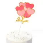 I love you red and golden cake topper