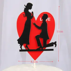 1 pcs couple topper with red heart cake topper