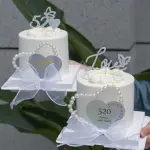 1 pcs pearl heart shaped cake topper