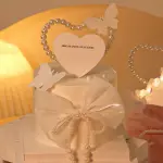 1 pcs pearl heart shaped cake topper