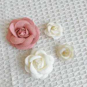 4 pcs fabric flower cake topper