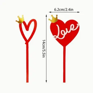 2 pcs heart theme acrylic cake topper