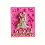 Couple hearts love theme silicone mould