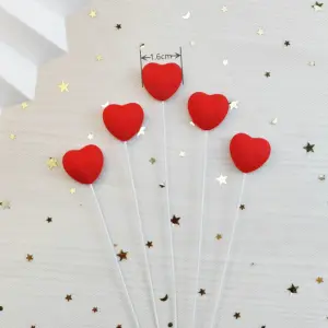 5 pcs heart cake and cupcake topper