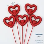 1 pcs double red heart cake topper