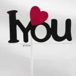 1 pcs I love you with red heart cake topper