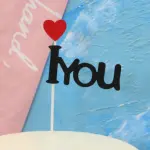 1 pcs I love you with red heart cake topper