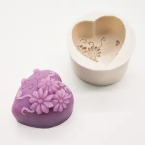 Heart with flower silicone mould