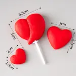 3 pcs Red 3d heart cake topper
