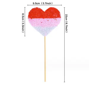 1 pcs Red beaded heart cake topper