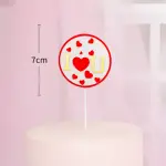 1 pcs round I love you with red heart cake topper