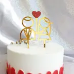1 pcs Acrylic couple topper with red heart