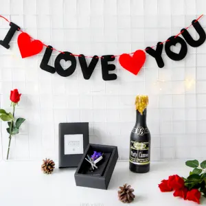 I love you with heart heart wall hanging banner