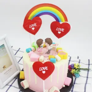3 pcs fabric red heart love topper