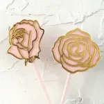 2 Pcs Acrylic Rose cake topper set