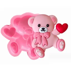 Teddy bear holding heart silicone mould