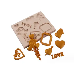 Valentines theme frame love heart silicone mould