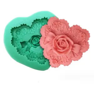 3d heart rose silicone mould