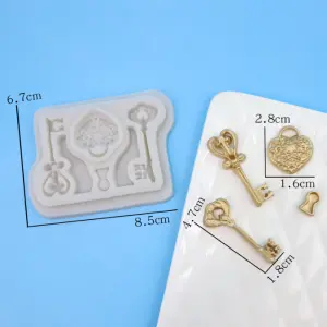 Love heart key lock silicone mould