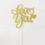 2 pcs Love you with heart cake topper