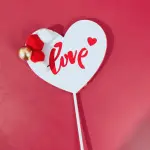 1 pcs Heart shaped love topper with red and golden balls cake topper