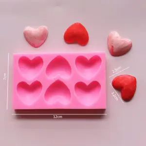 6 cavity heart silicone mould