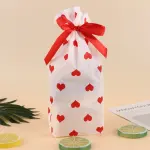 50 pcs heart print Cookie pouch set with ribbon