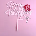 1 pcs happy Valentine Day with heart cake topper