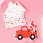 2 pcs valentines message card with car love cake topper